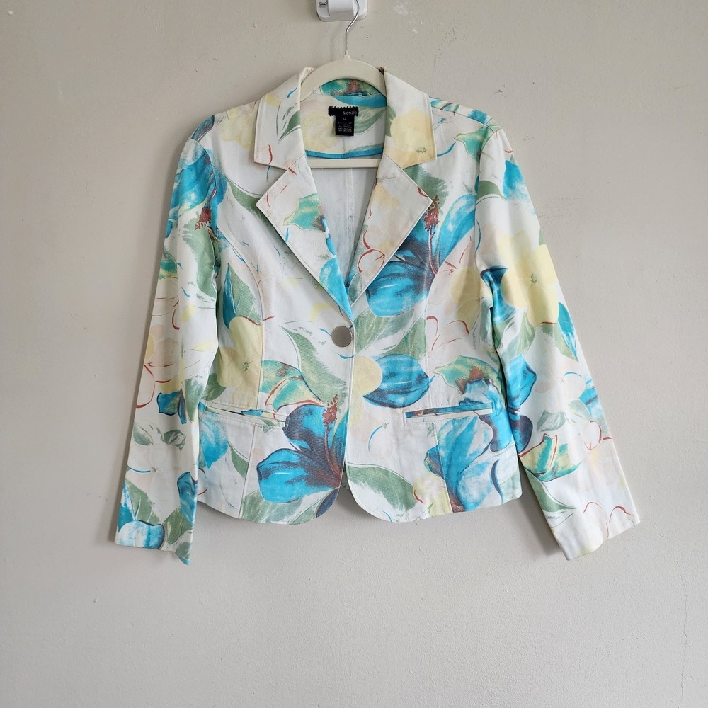 Womens Floral Spring Jacket Blazer Size 12 Cottagecore Feminine Workwear Formal